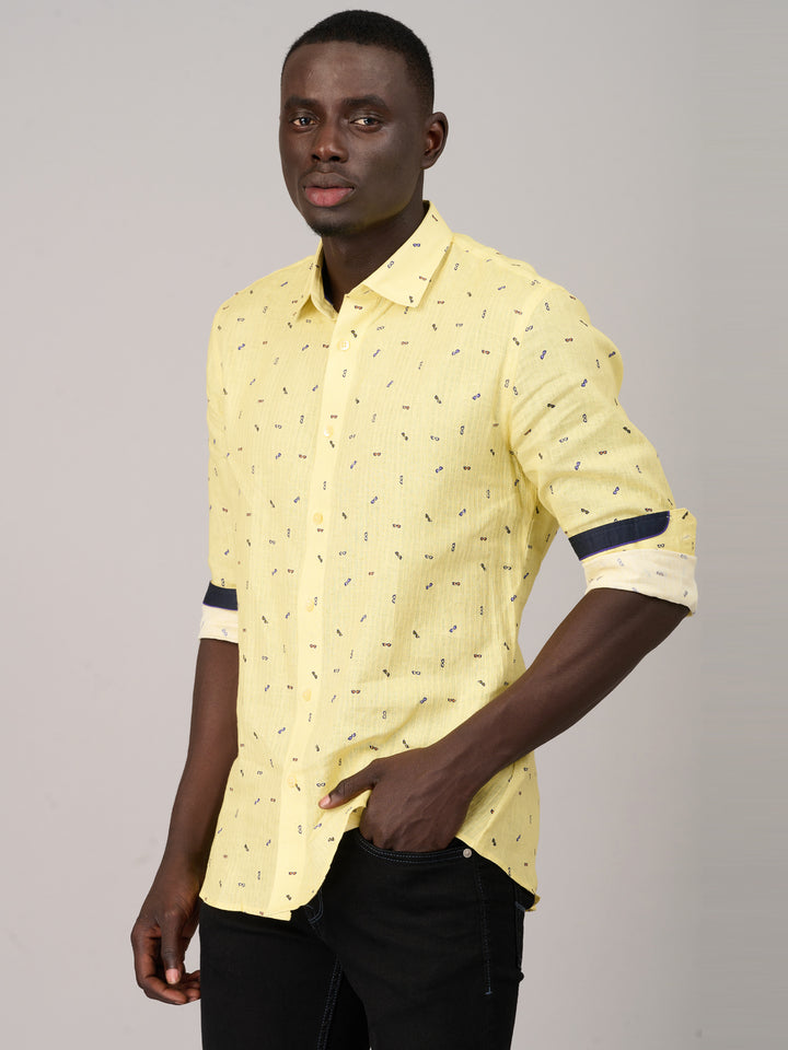 Vibrant Lemon Yellow Printed Shirt