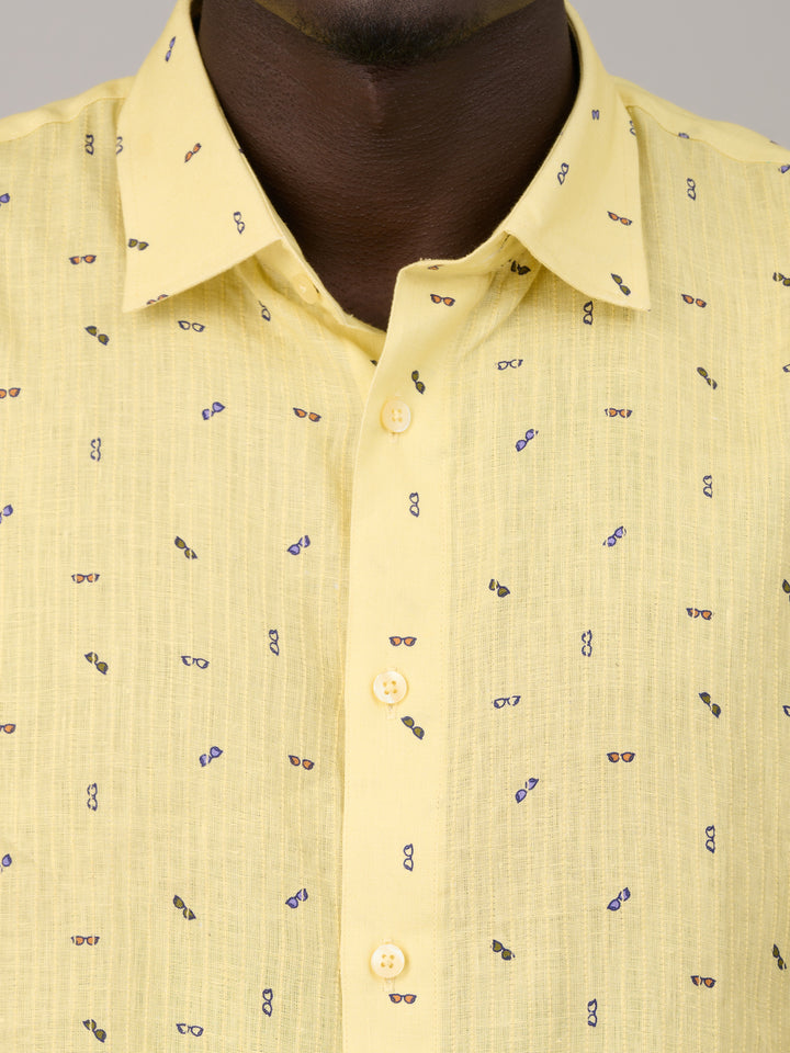 Vibrant Lemon Yellow Printed Shirt