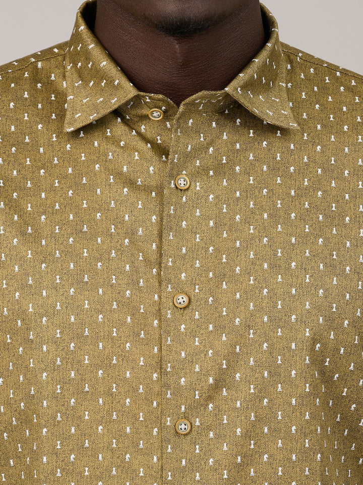 Olive Green Casual Printed Shirt