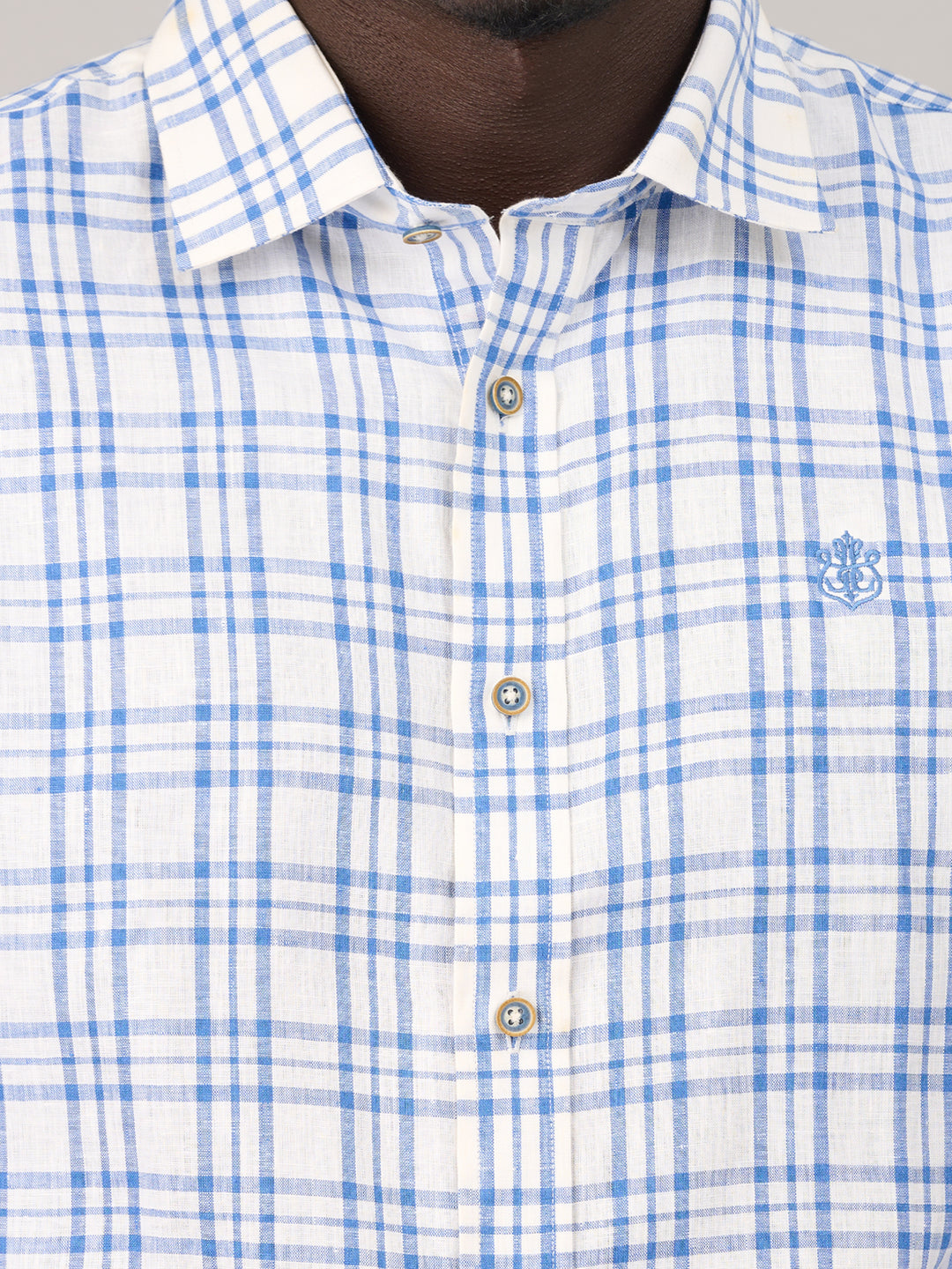 Off-White Blue Checked Linen Shirt