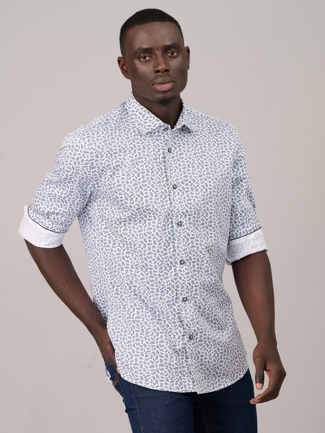 Opal White Printed Shirt