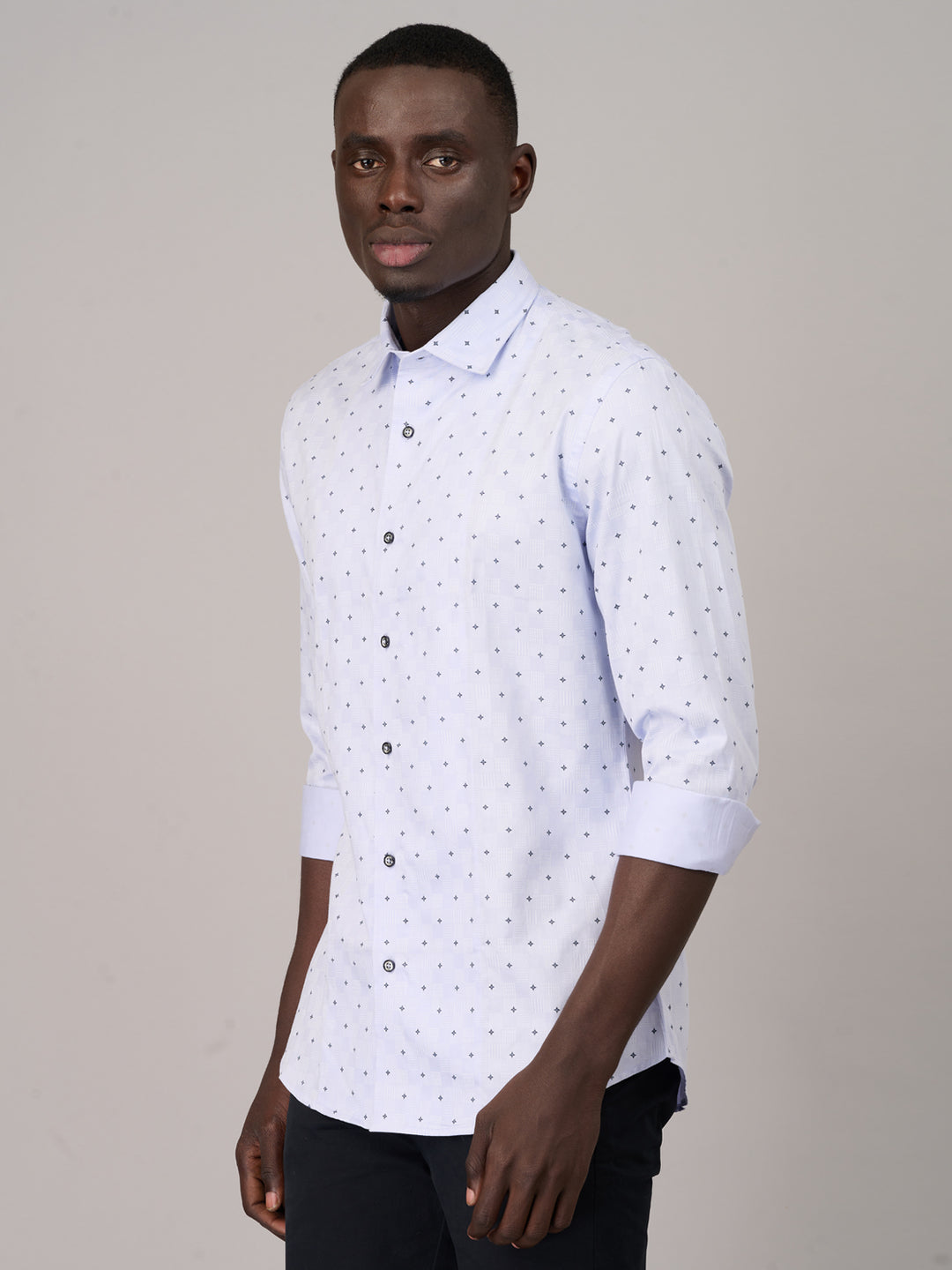 Skyline Azure Self Design Casual Shirt