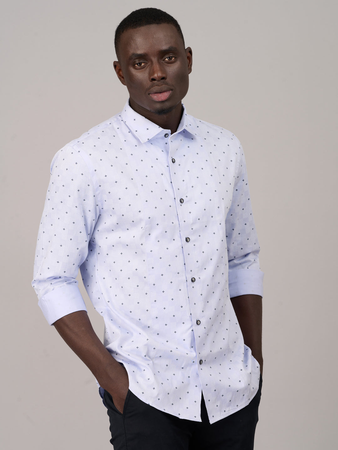 Skyline Azure Self Design Casual Shirt