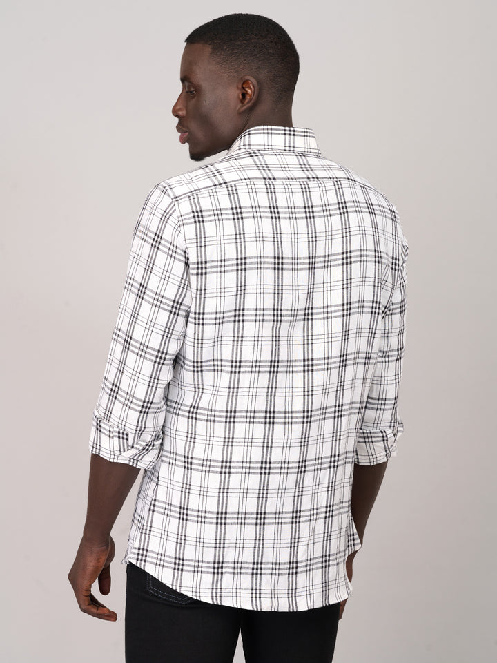 Off-White Black Checked Linen Shirt