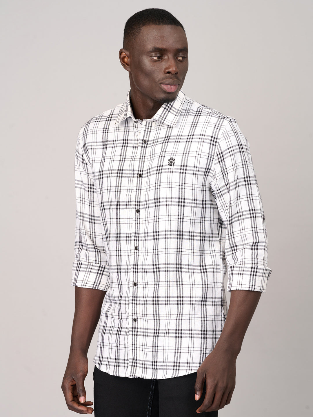 Off-White Black Checked Linen Shirt