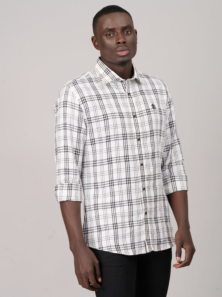 Off-White Black Checked Linen Shirt