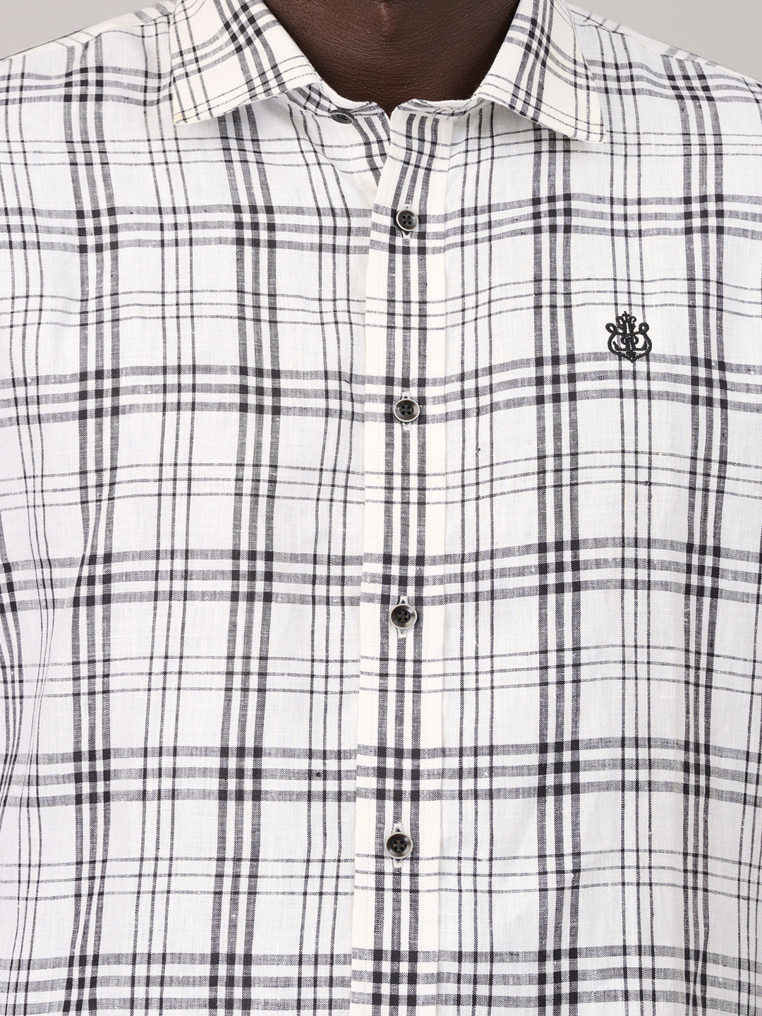 Off-White Black Checked Linen Shirt