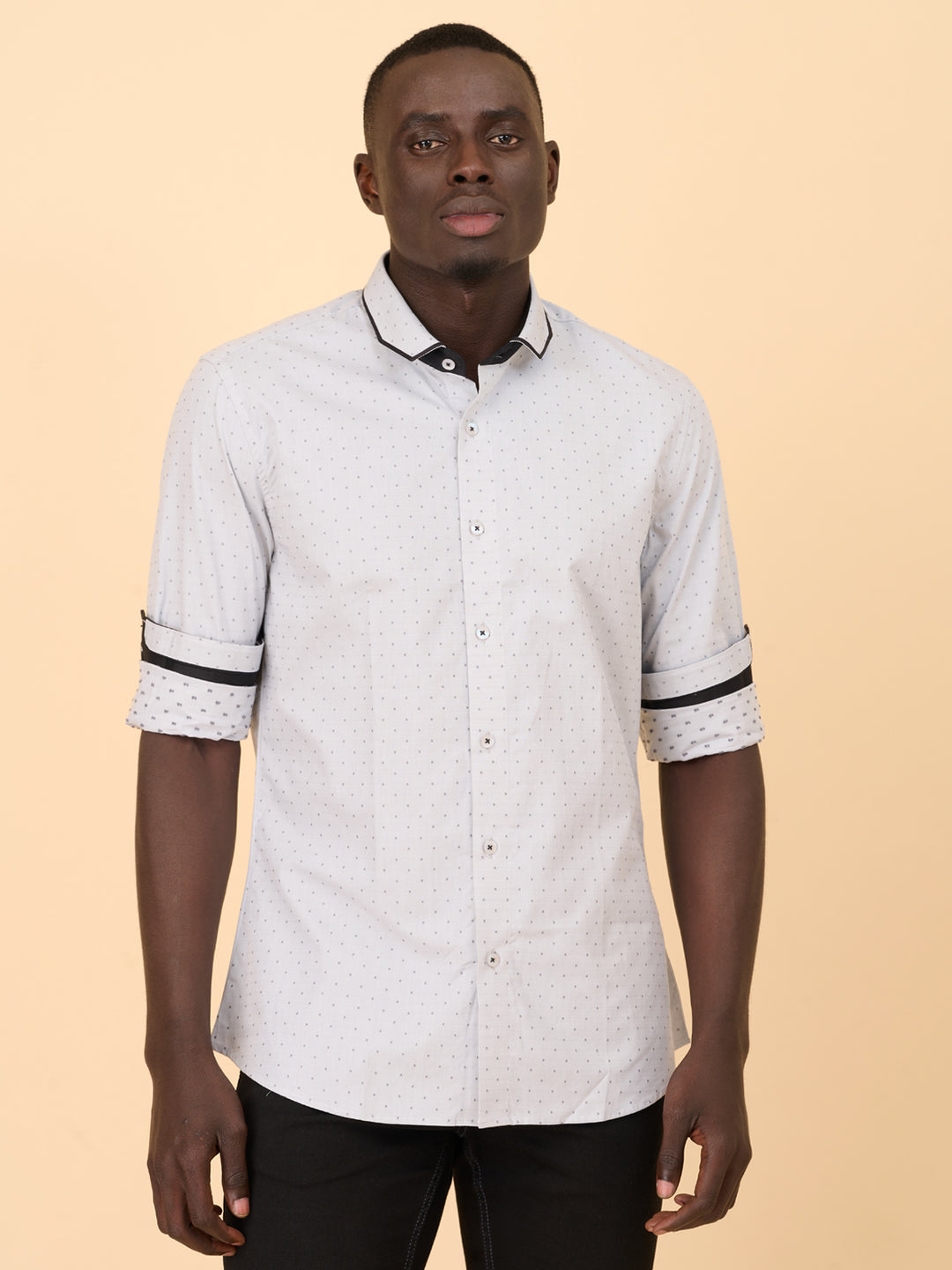 Charcoal Grey Printed Casual Shirt