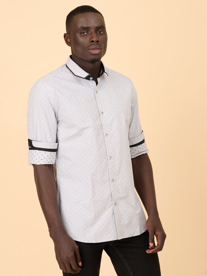 Charcoal Grey Printed Casual Shirt