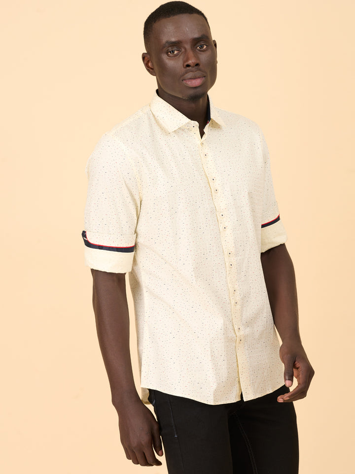 Off-Cream Full Sleeve Printed Shirt