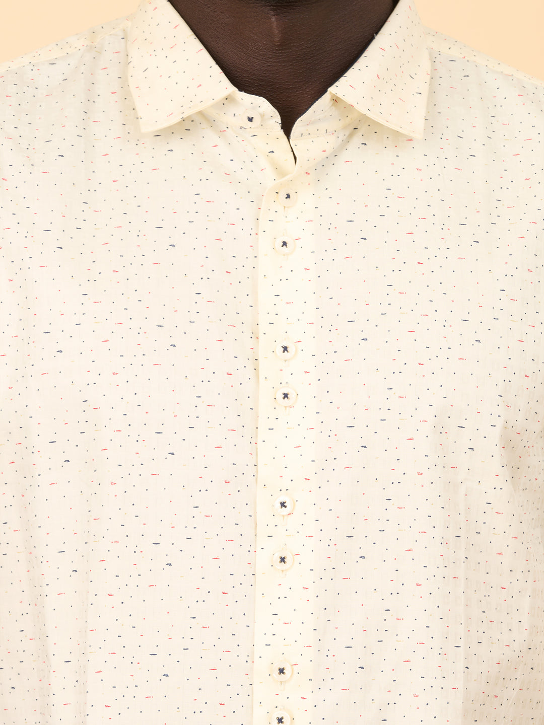 Off-Cream Full Sleeve Printed Shirt