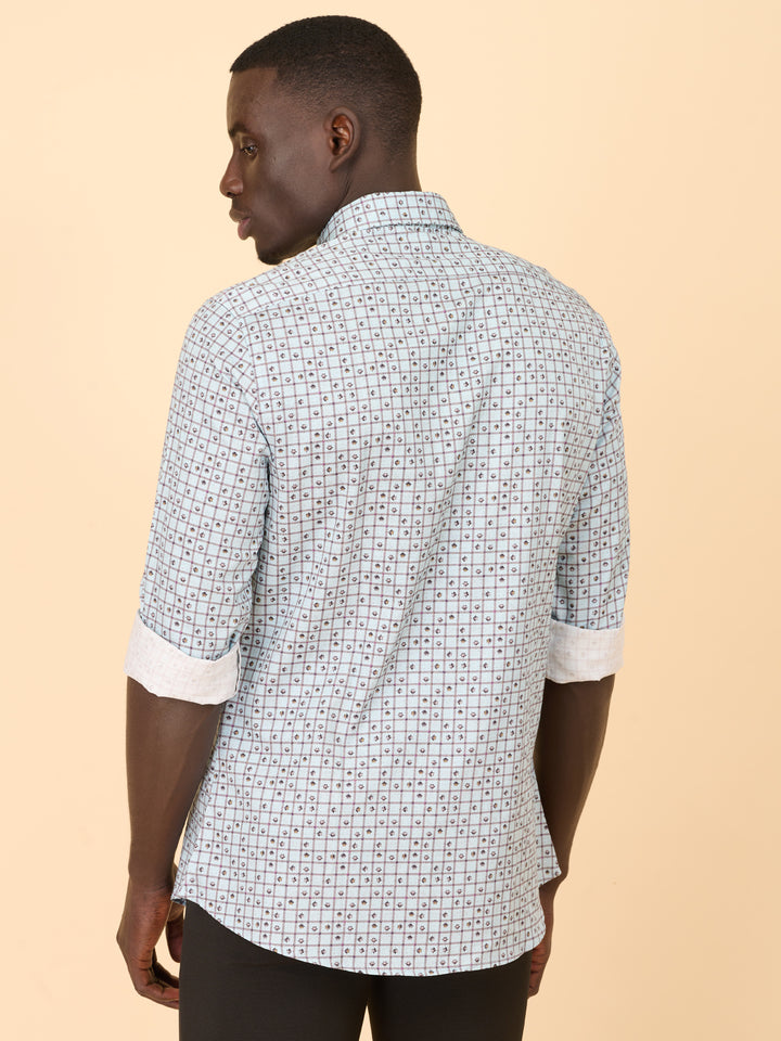 Teal Horizon Printed Shirt