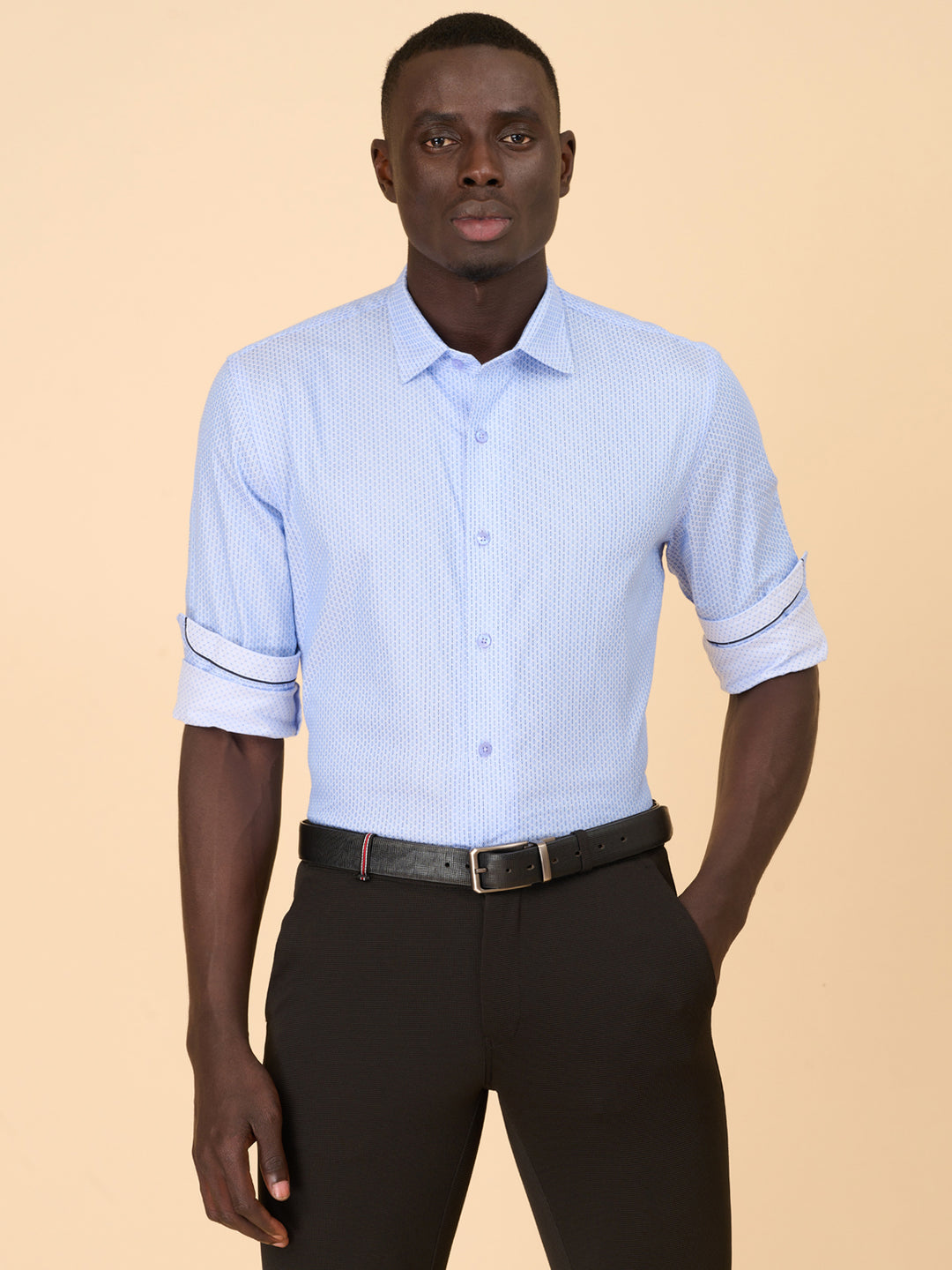 Celestial Blue Formal Self Design Shirt