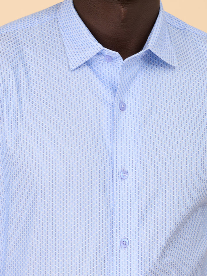 Celestial Blue Formal Self Design Shirt