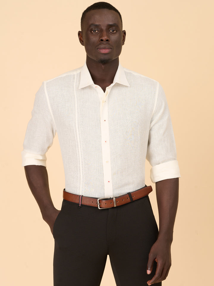 Ivory Patterned Linen Shirt