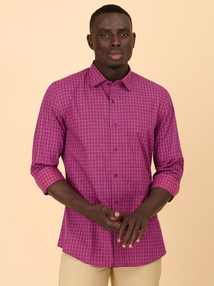 Plum Essence Checked Casual Shirt