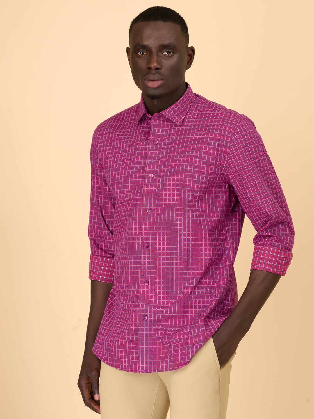 Plum Essence Checked Casual Shirt