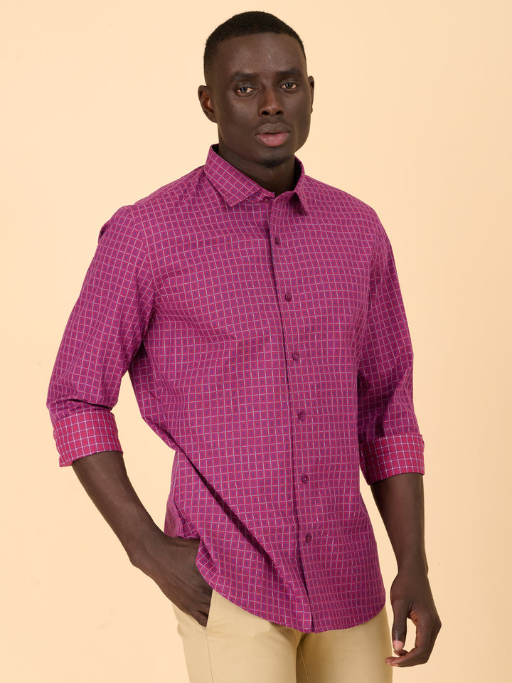 Plum Essence Checked Casual Shirt