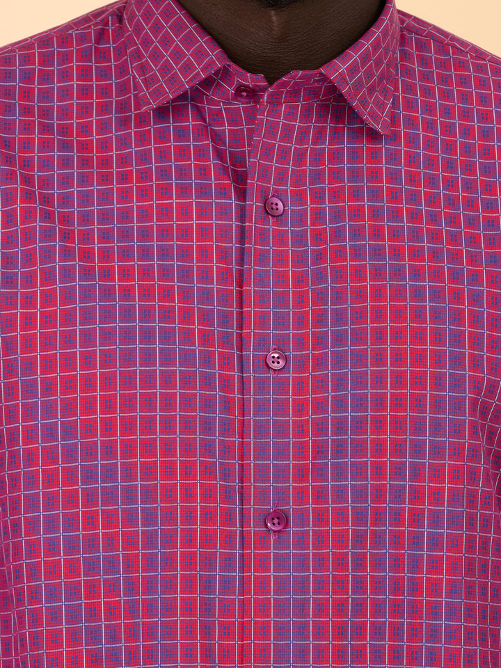 Plum Essence Checked Casual Shirt