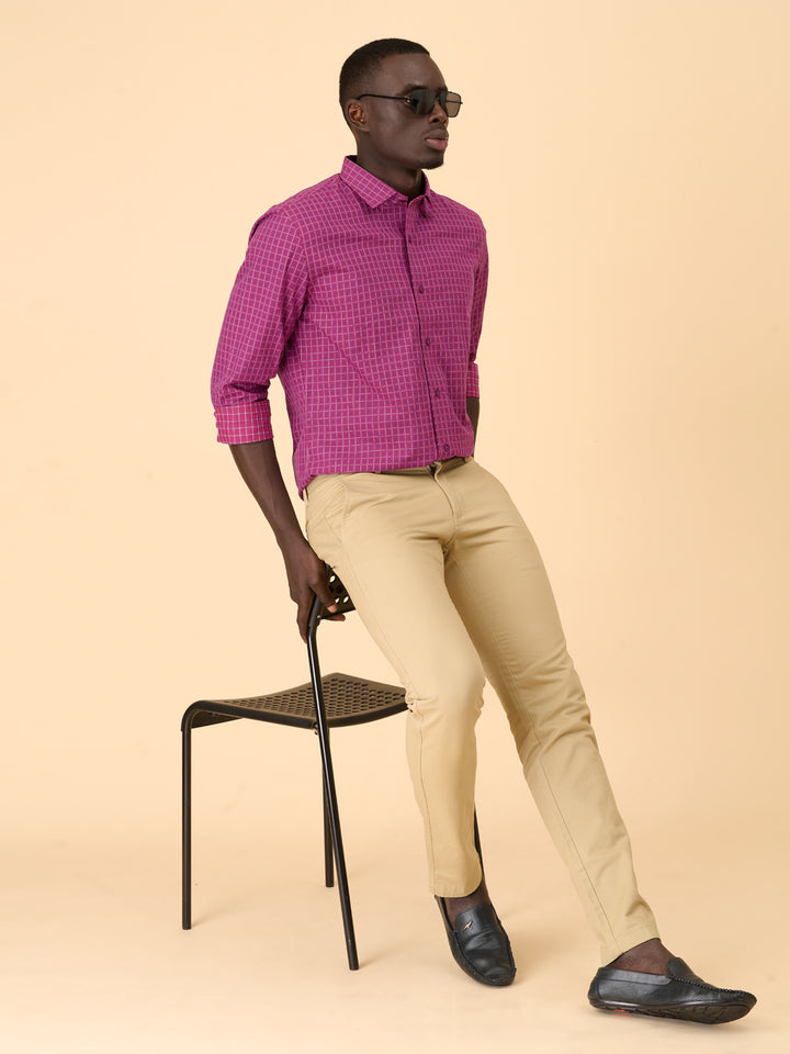 Plum Essence Checked Casual Shirt