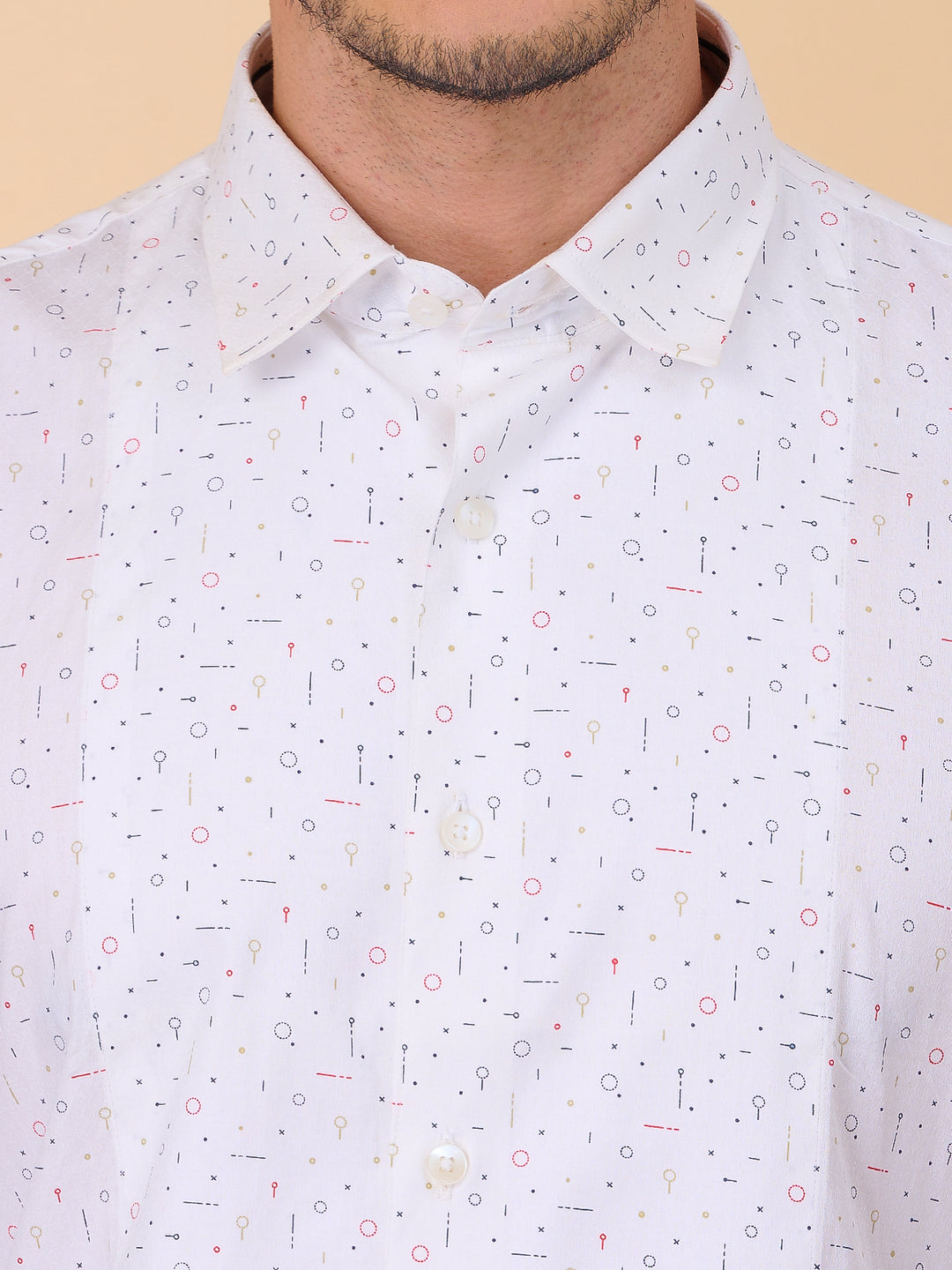 Crisp Off-White Printed Shirt