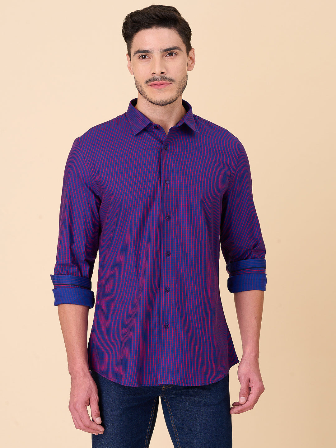 Royal Purple Checked Formal Shirt