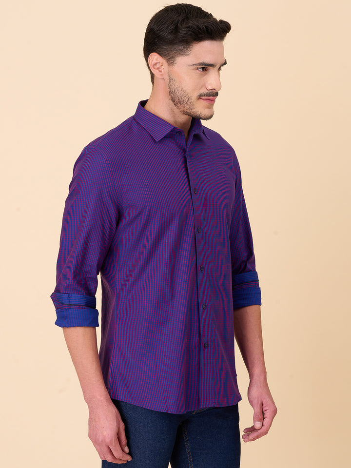 Royal Purple Checked Formal Shirt