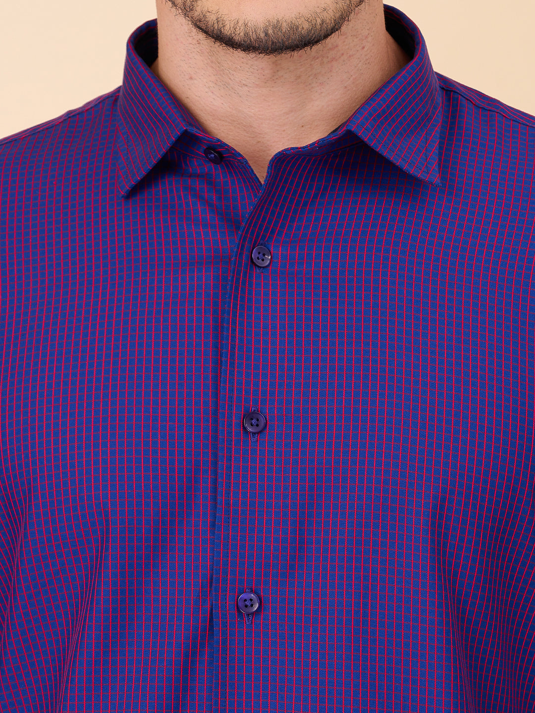 Royal Purple Checked Formal Shirt