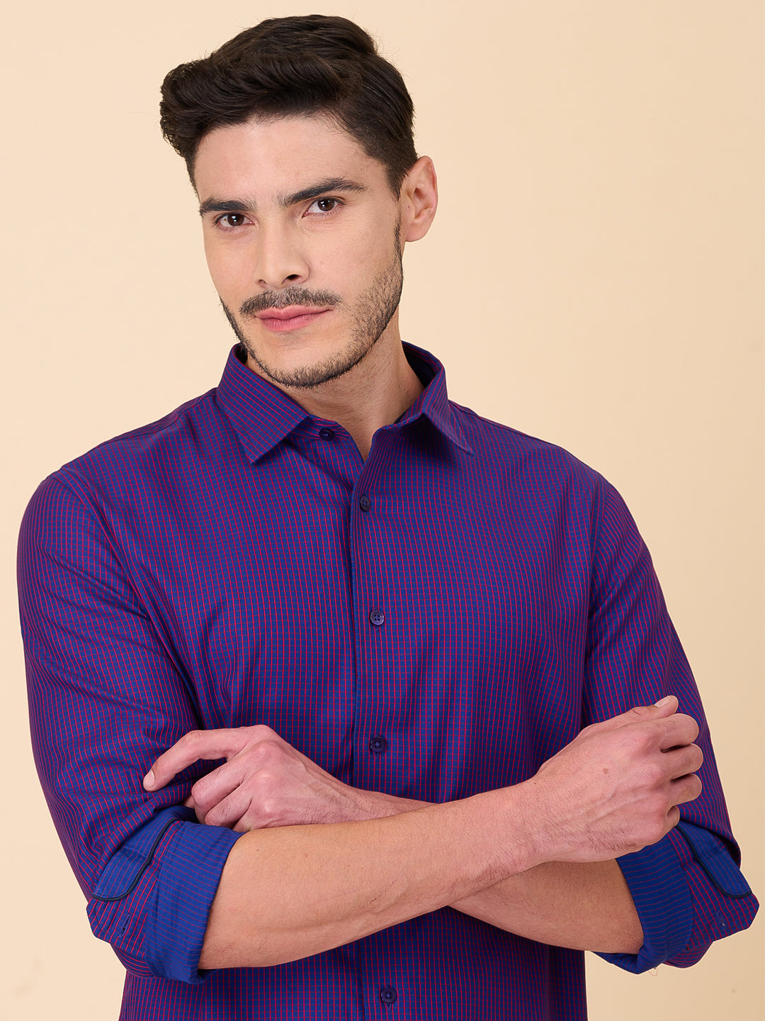 Royal Purple Checked Formal Shirt