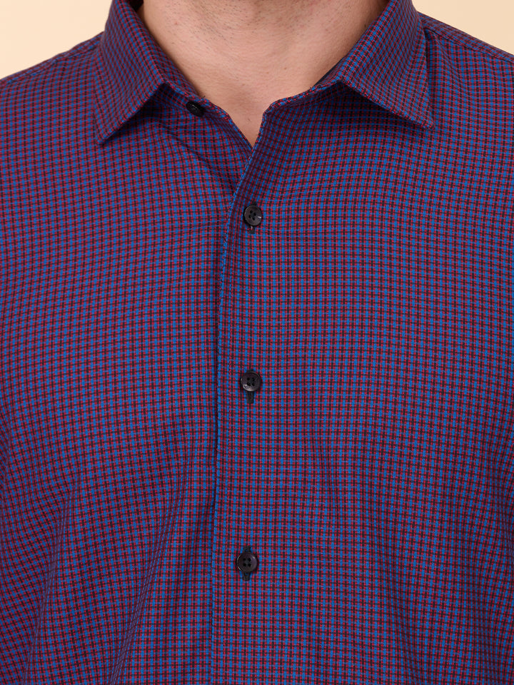 Maroon Micro Checked Formal Shirt