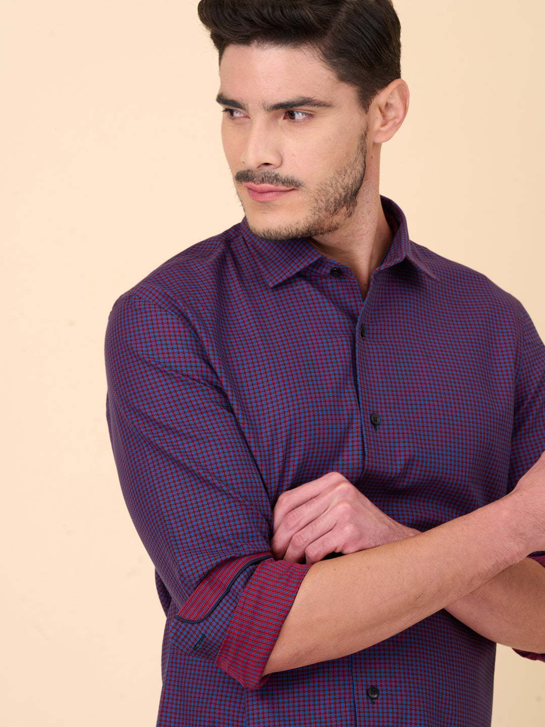 Maroon Micro Checked Formal Shirt