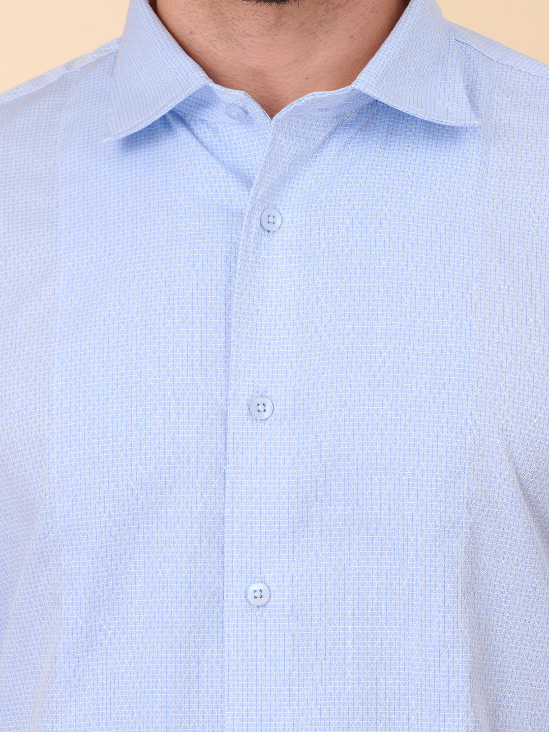 Classic Sky Blue Self Design Shirt