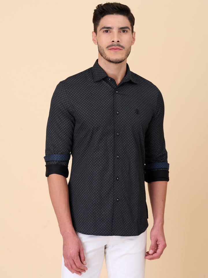 Midnight Black Casual Printed Shirt