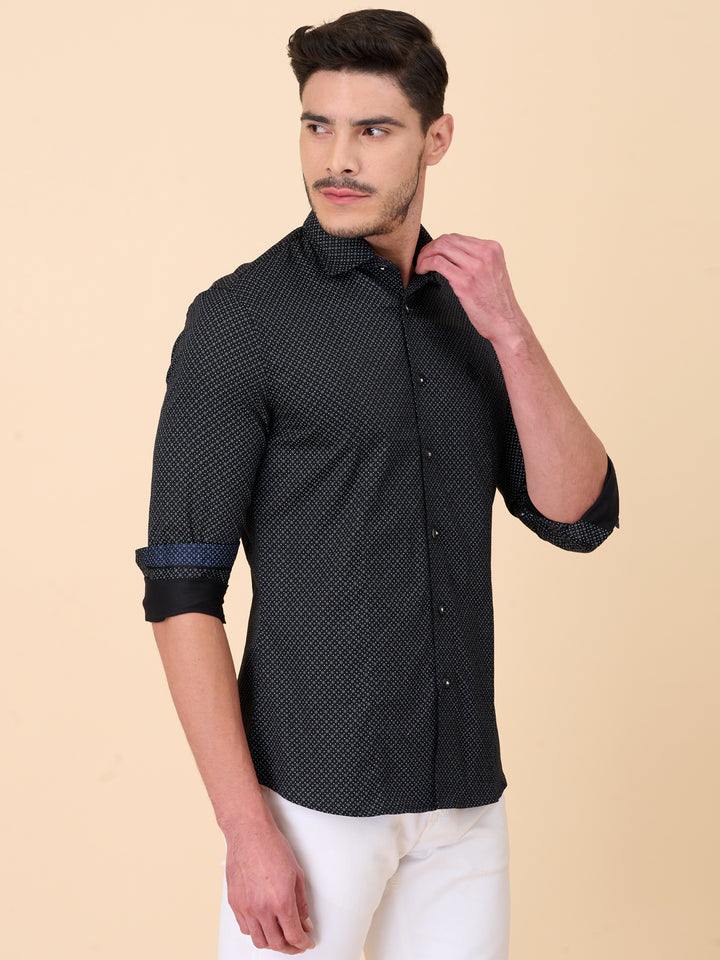 Midnight Black Casual Printed Shirt