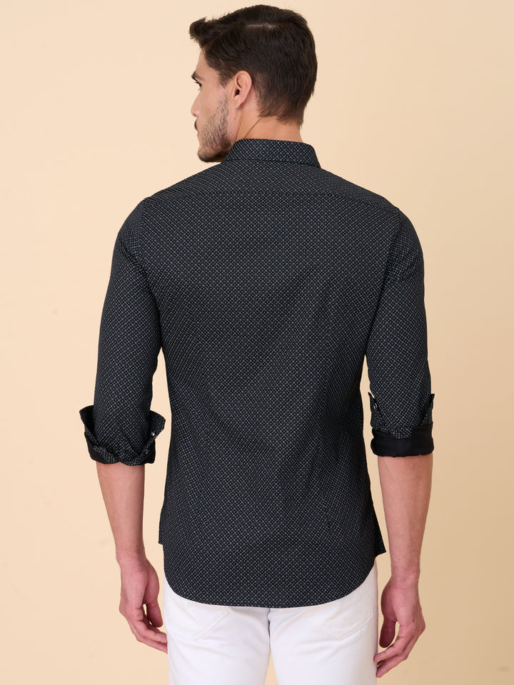 Midnight Black Casual Printed Shirt