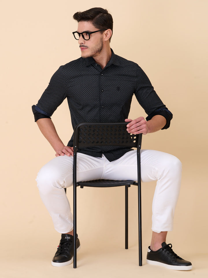 Midnight Black Casual Printed Shirt