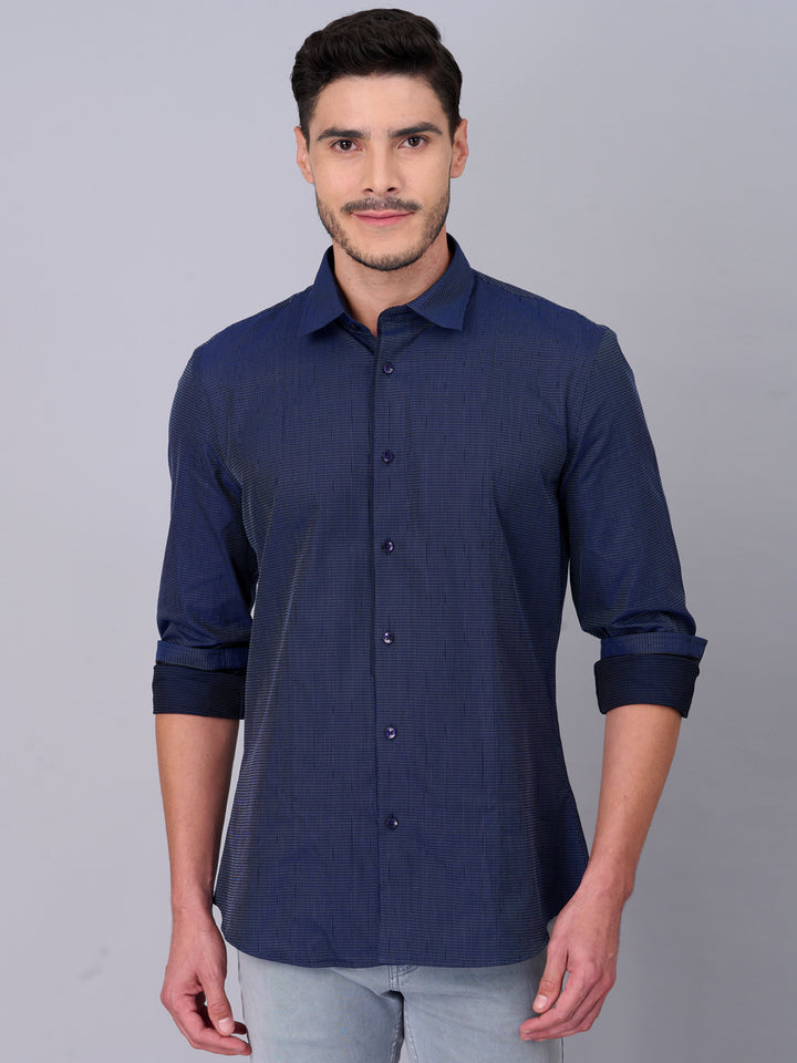 Oxford Blue Self Design Shirt