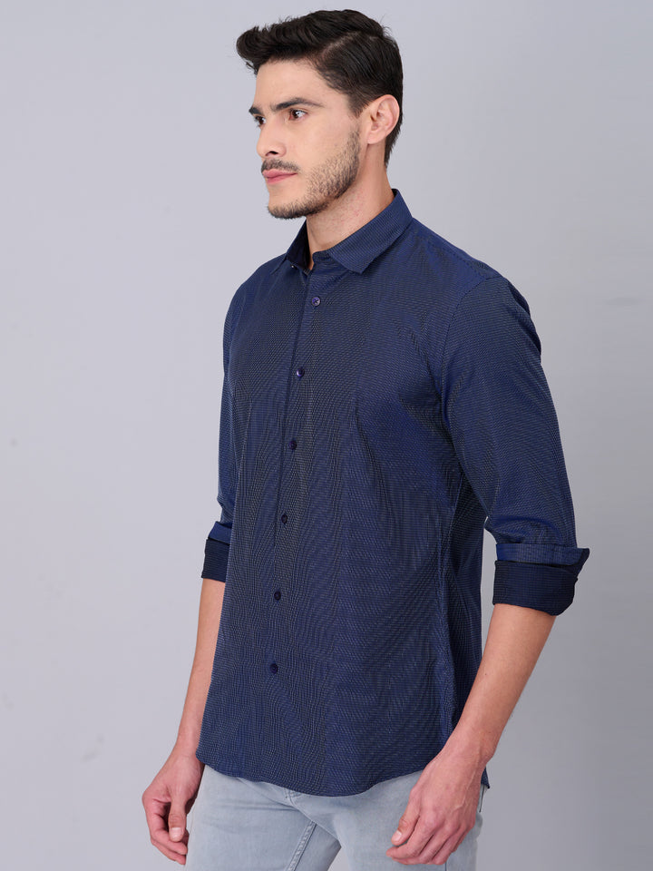 Oxford Blue Self Design Shirt