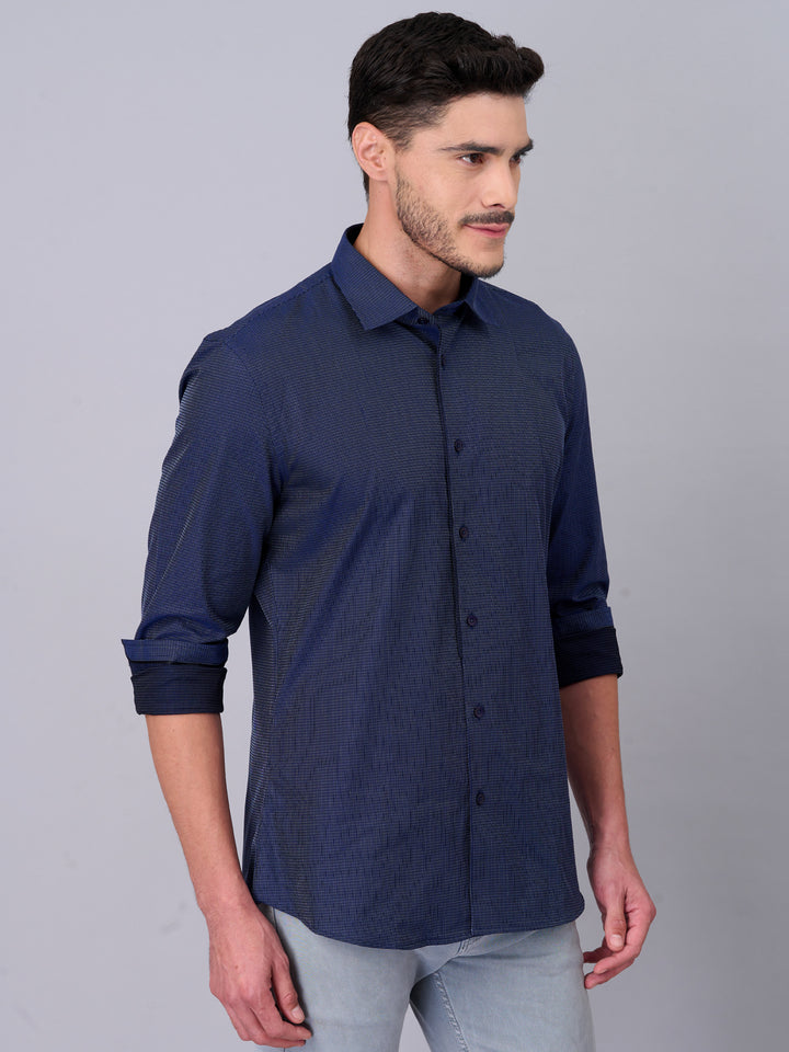 Oxford Blue Self Design Shirt