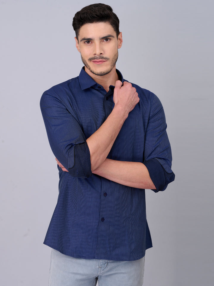 Oxford Blue Self Design Shirt