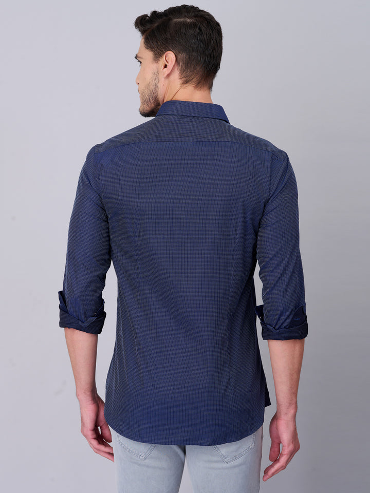 Oxford Blue Self Design Shirt