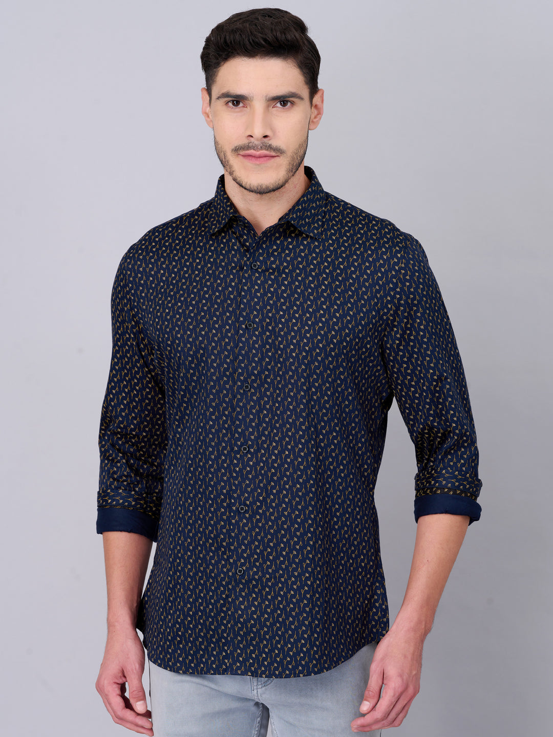 Midnight Blue Casual Printed Shirt