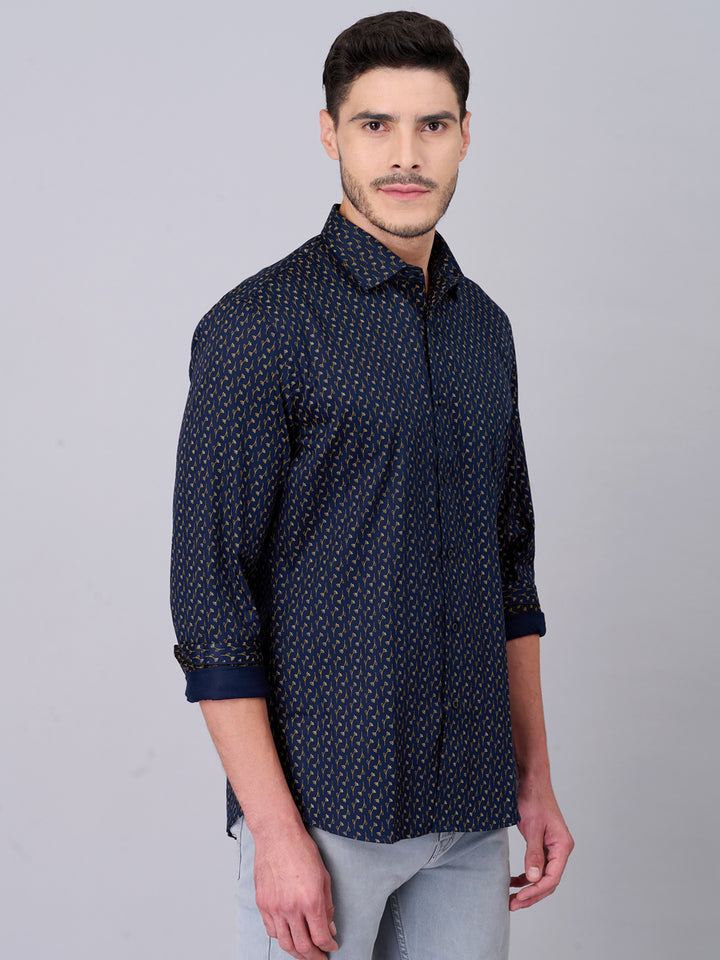 Midnight Blue Casual Printed Shirt