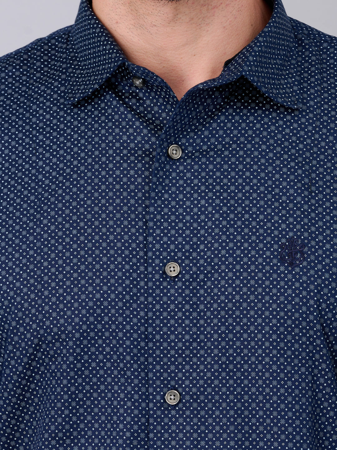 Navy Blue Printed Casual Shirt