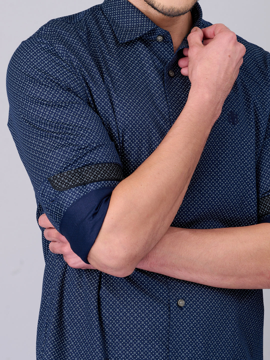 Navy Blue Printed Casual Shirt