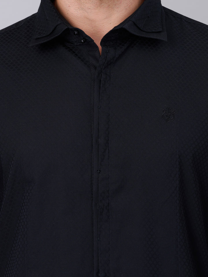 Double Collar Black Party Shirt