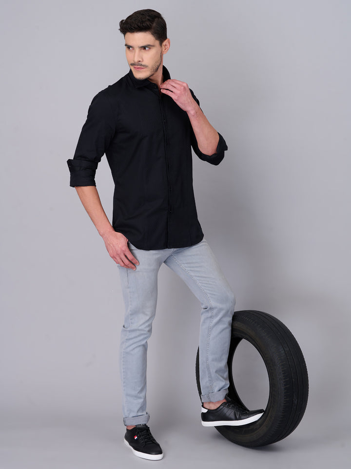 Double Collar Black Party Shirt