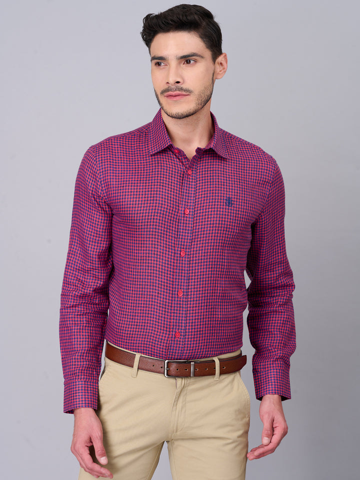 Cardinal Red Checked Linen Shirt