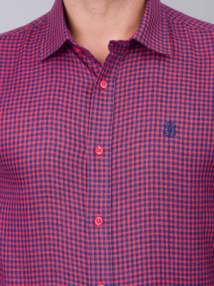 Cardinal Red Checked Linen Shirt