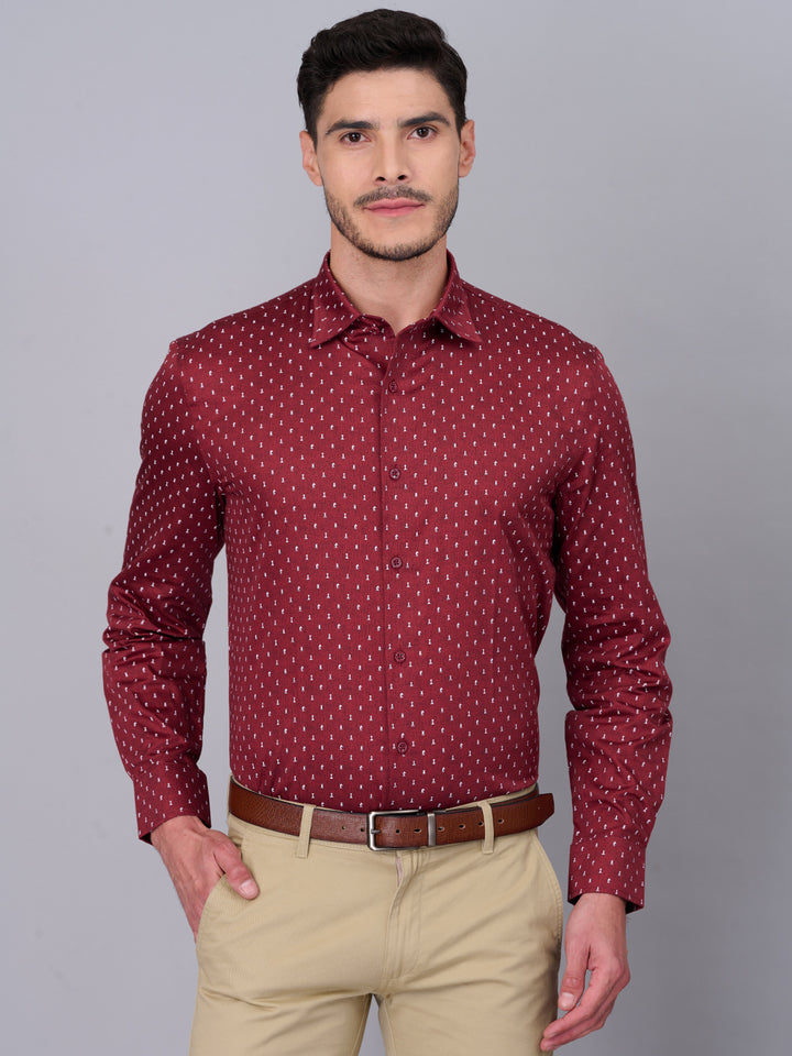 Rosewood Red Casual Printed Shirt